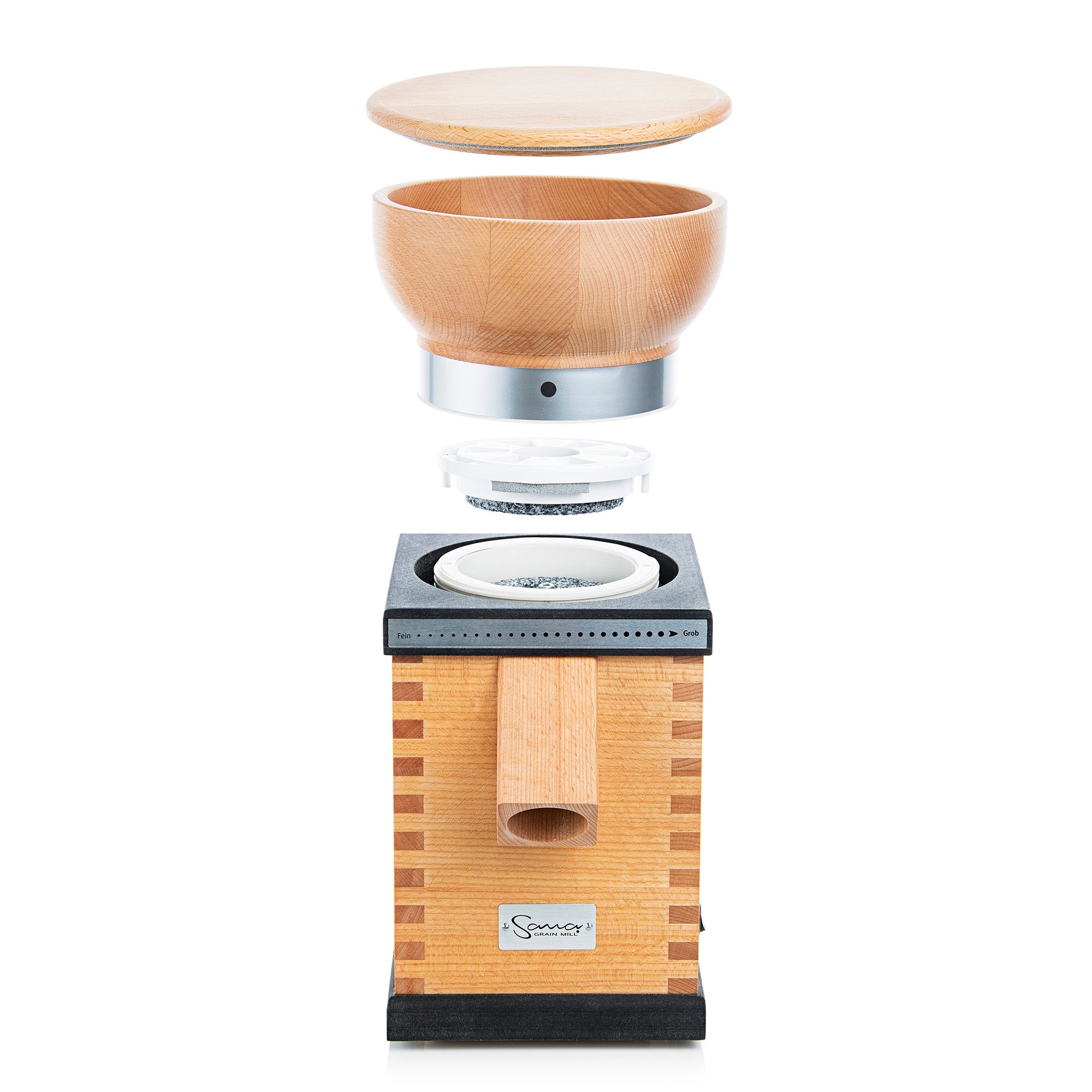 SANA Premium Sold Beech Wood Grain Mill for fine to coarse flour.